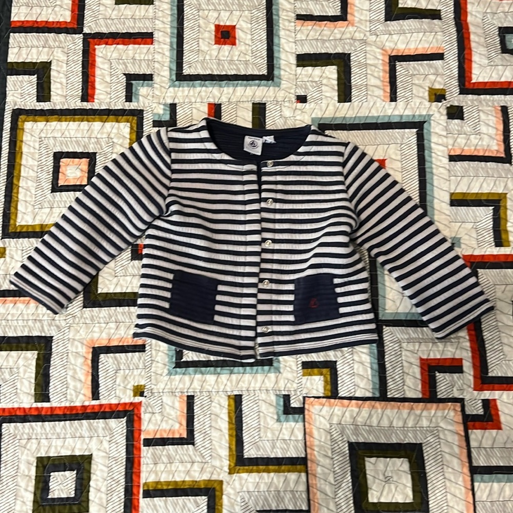 Petit Bateau Toddler Blue And White Striped Button Up 104cm